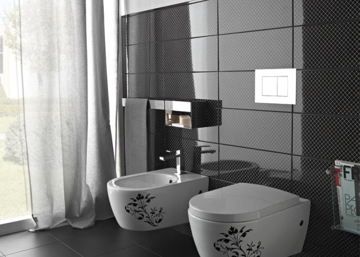 Дизайн ванной в черно белом цвете. Плитка Kerama Marazzi. Коллекция Marazzi Selection